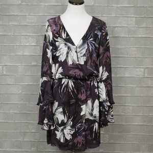 Parker Exotic Floral Silk Ruffle Dress